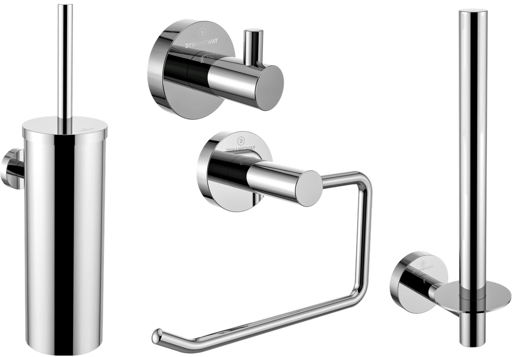 Toilet accessoires set - chroom - 4 delig