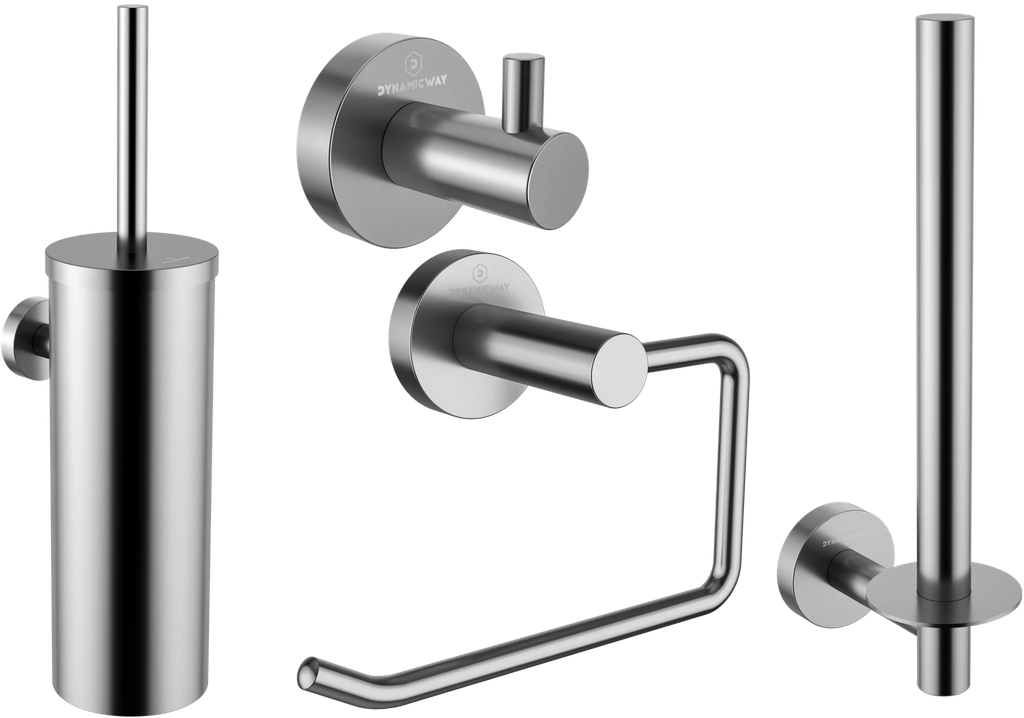 Toilet accessoires set - geborsteld RVS - 4 delig