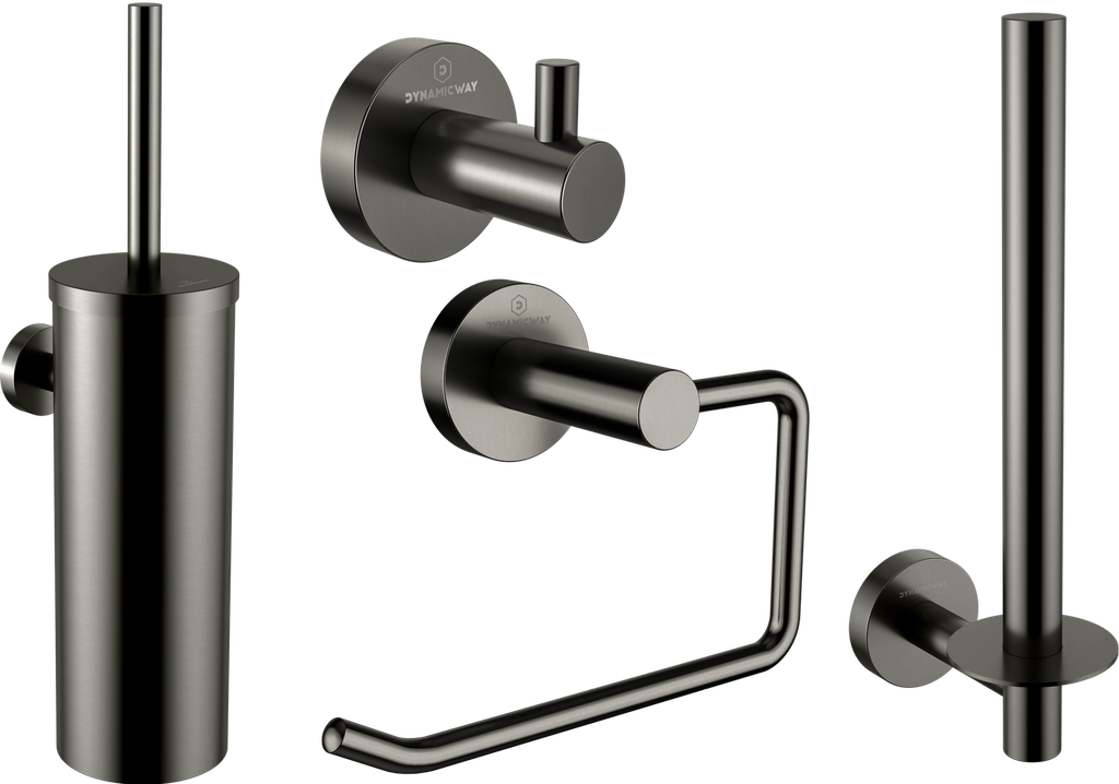 Toilet accessoires set - gunmetal - 4 delig