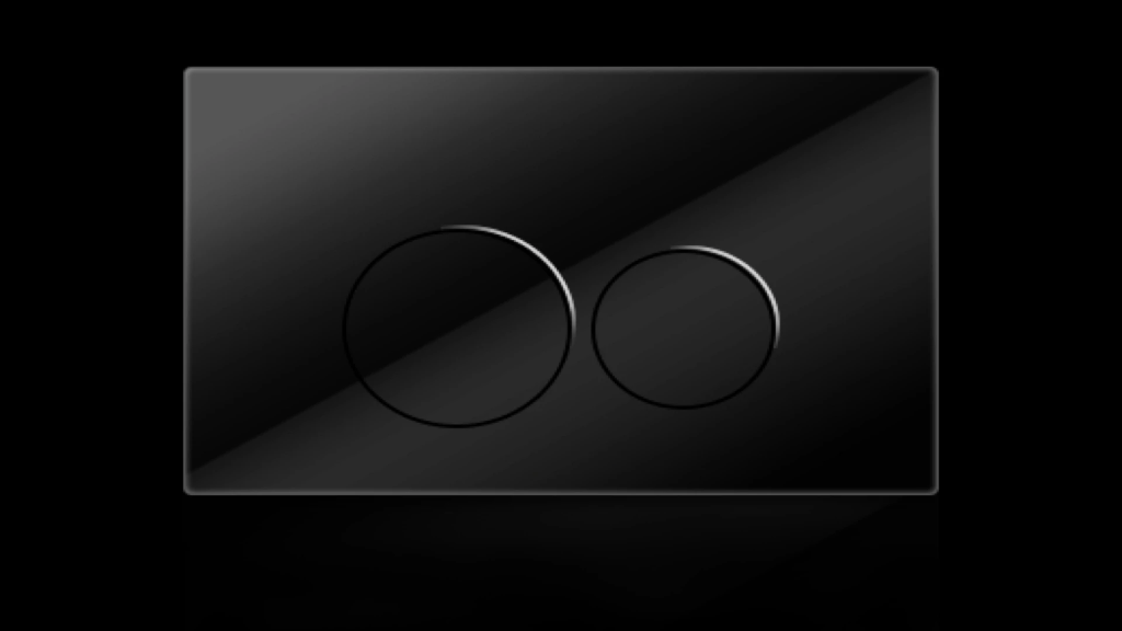 Bedieningspaneel toilet - circle - zwart glas - ring chroom