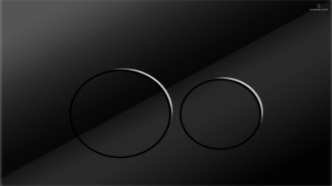 Bedieningspaneel toilet - circle - zwart glas - ring chroom