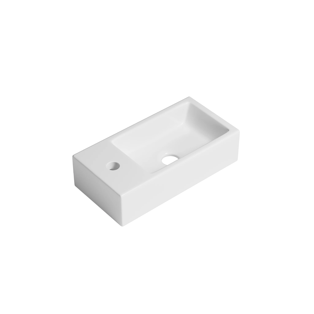 Fontein wastafel - keramiek - wit -  360x180x90 mm - kraangat links