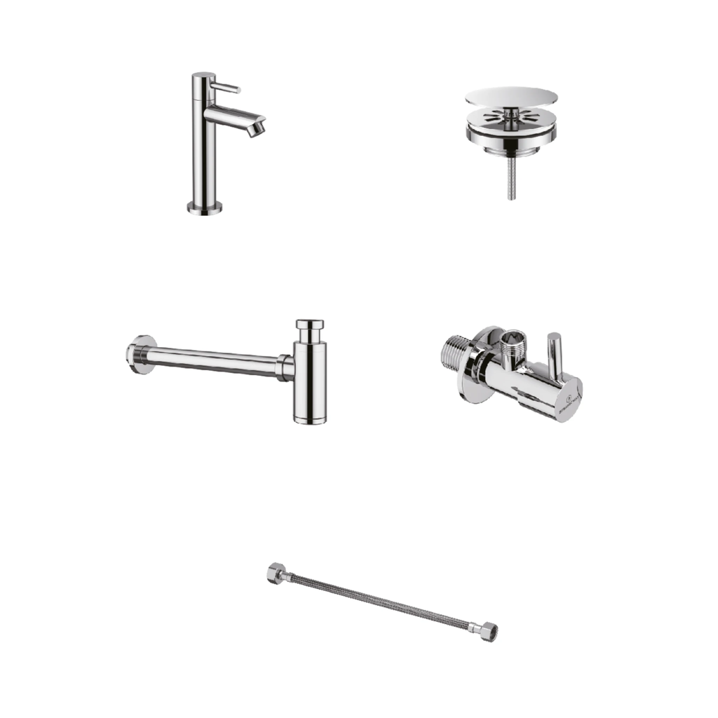 Fontein accessoires set - RVS - chroom - 5 delig