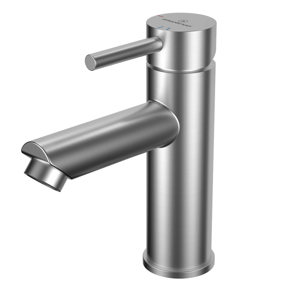 Wastafelkraan - opbouw recht - geborsteld rvs - 175mm - coldstart