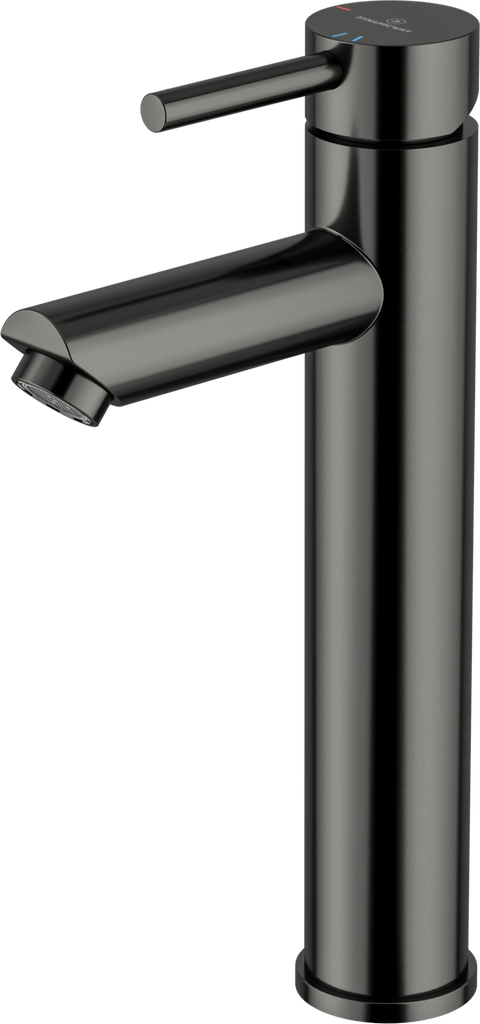 Wastafelkraan - opbouw recht verhoogd - gunmetal - 275mm - coldstart