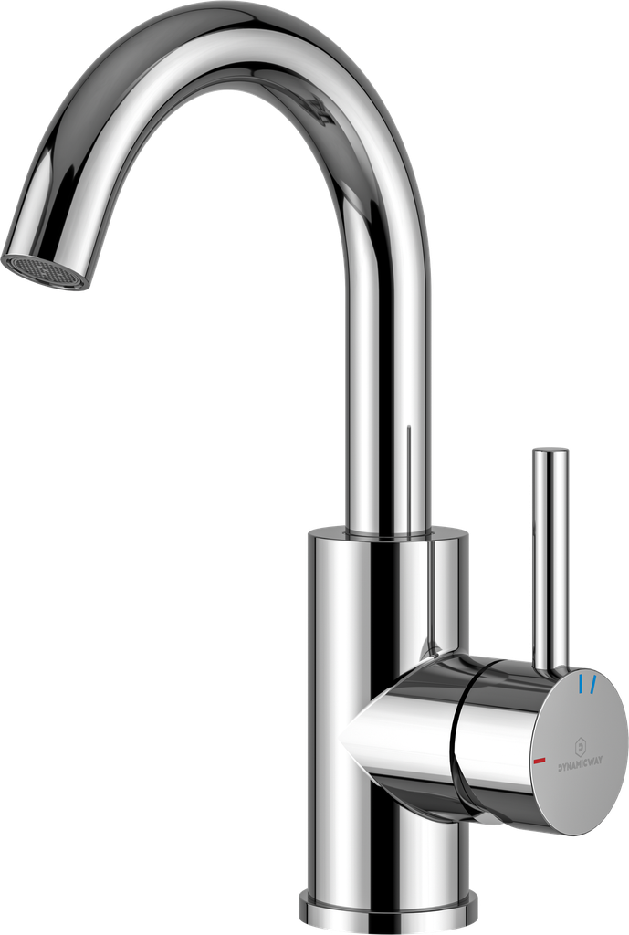 Wastafelkraan - opbouw rond verhoogd - chroom - 275mm - coldstart