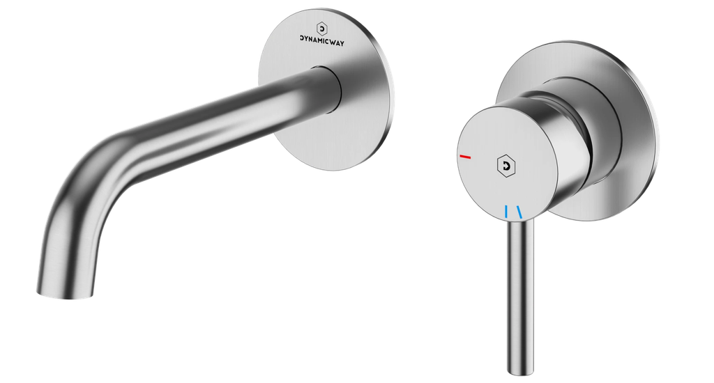 Wastafelkraan - inbouw - geborsteld RVS - 190mm uitloop - coldstart