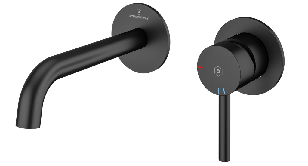 Wastafelkraan - inbouw - zwart - 190mm uitloop - coldstart