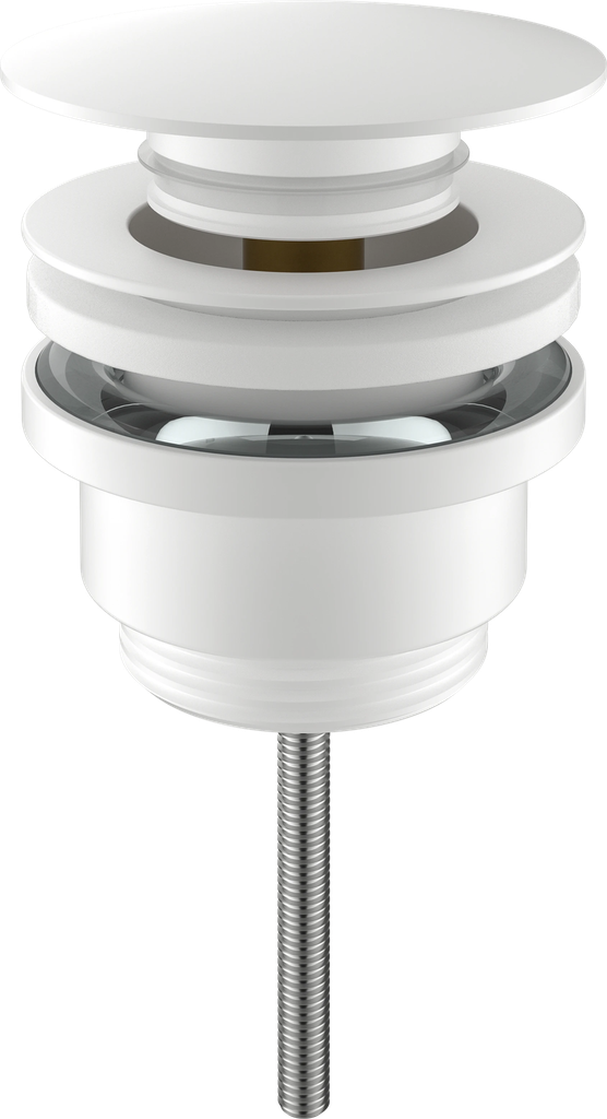 Wastafelafvoerplug - RVS - clickwaste zonder overloop - 5/4" - wit
