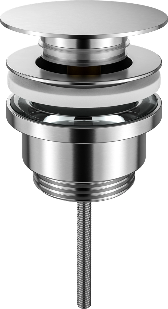 Wastafelafvoerplug  - clickwaste zonder overloop - geborsteld RVS -  5/4"