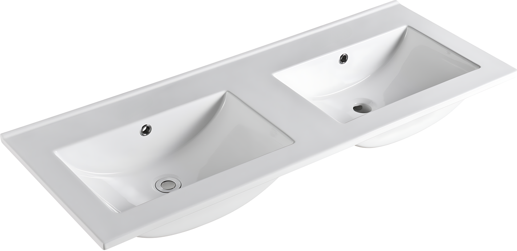 Dubbele wastafel - keramiek - 1210 x 465 x170 mm - zonder kraangaten