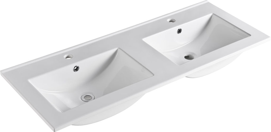 Dubbele wastafel - keramiek - 1210x465x170 mm - met kraangaten