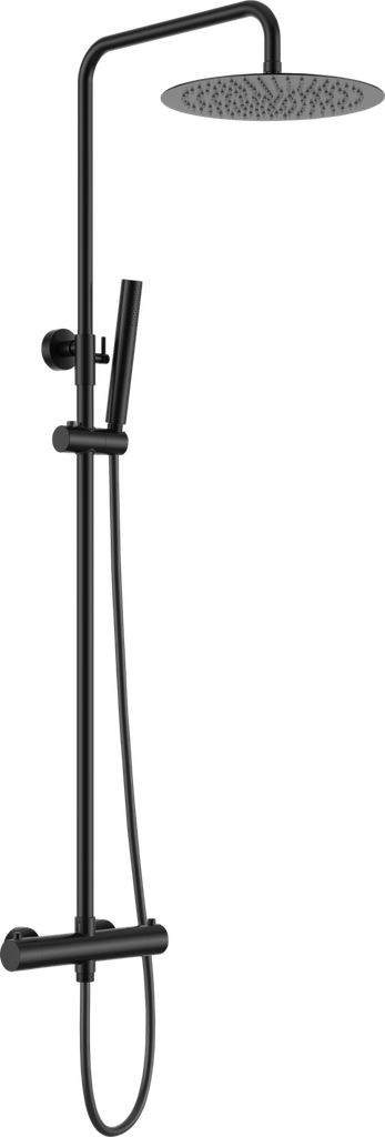 Regendoucheset - cooltouch - zwart - 25cm - RVS