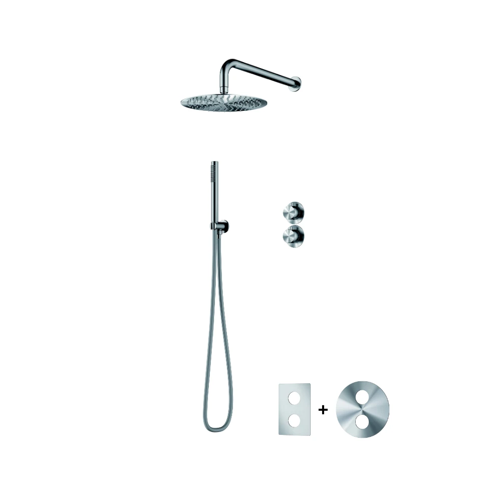 Douchesysteem - inbouw - staaf handdouche - geborsteld RVS