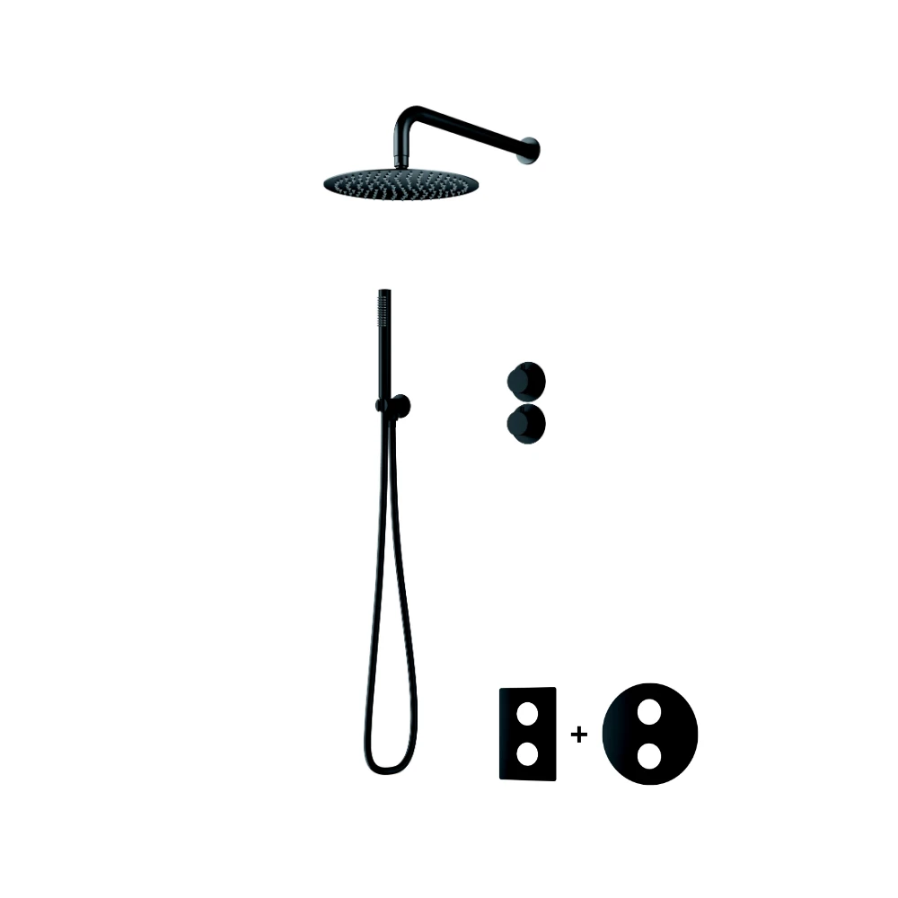 Douchesysteem - inbouw - staaf handdouche - zwart