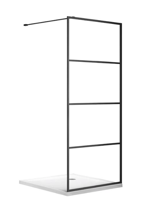 Douchewand Orizóntia - zwart - incl. stabilisatiesteun (190x78,5-80 cm)